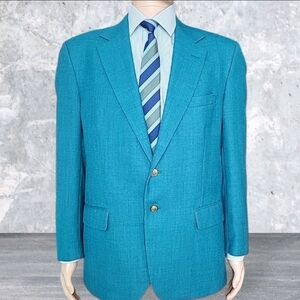 Vintage Hardwick Blazer Mens 43R Green Teal Hopsack Sport Coat Jacket USA Made